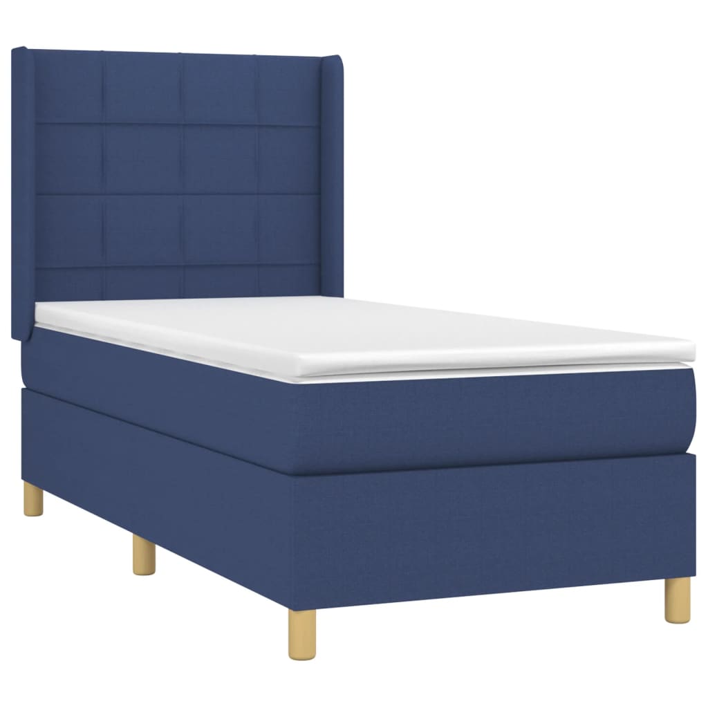 Krevet box spring s madracem LED plavi 90x190 cm od tkanine