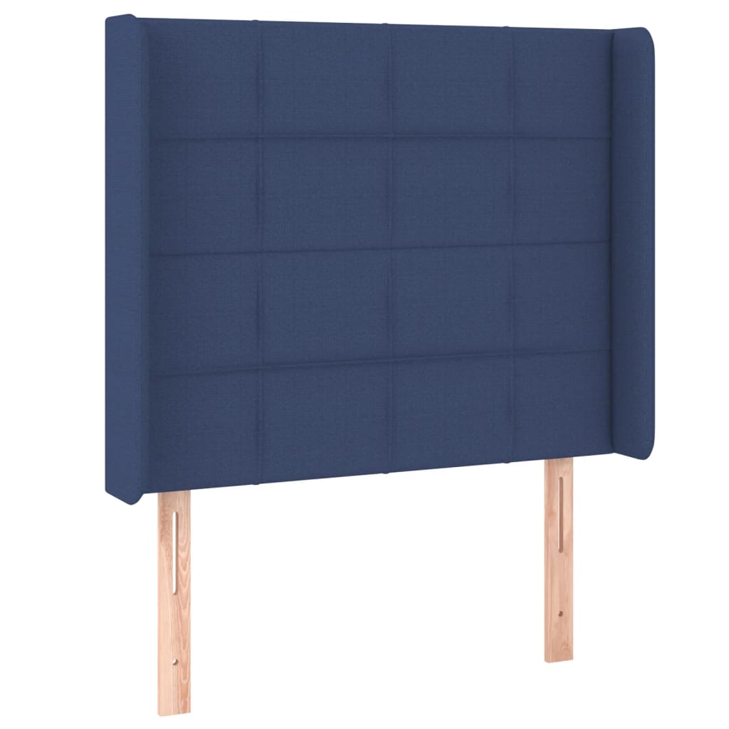 Krevet box spring s madracem LED plavi 90x200 cm od tkanine