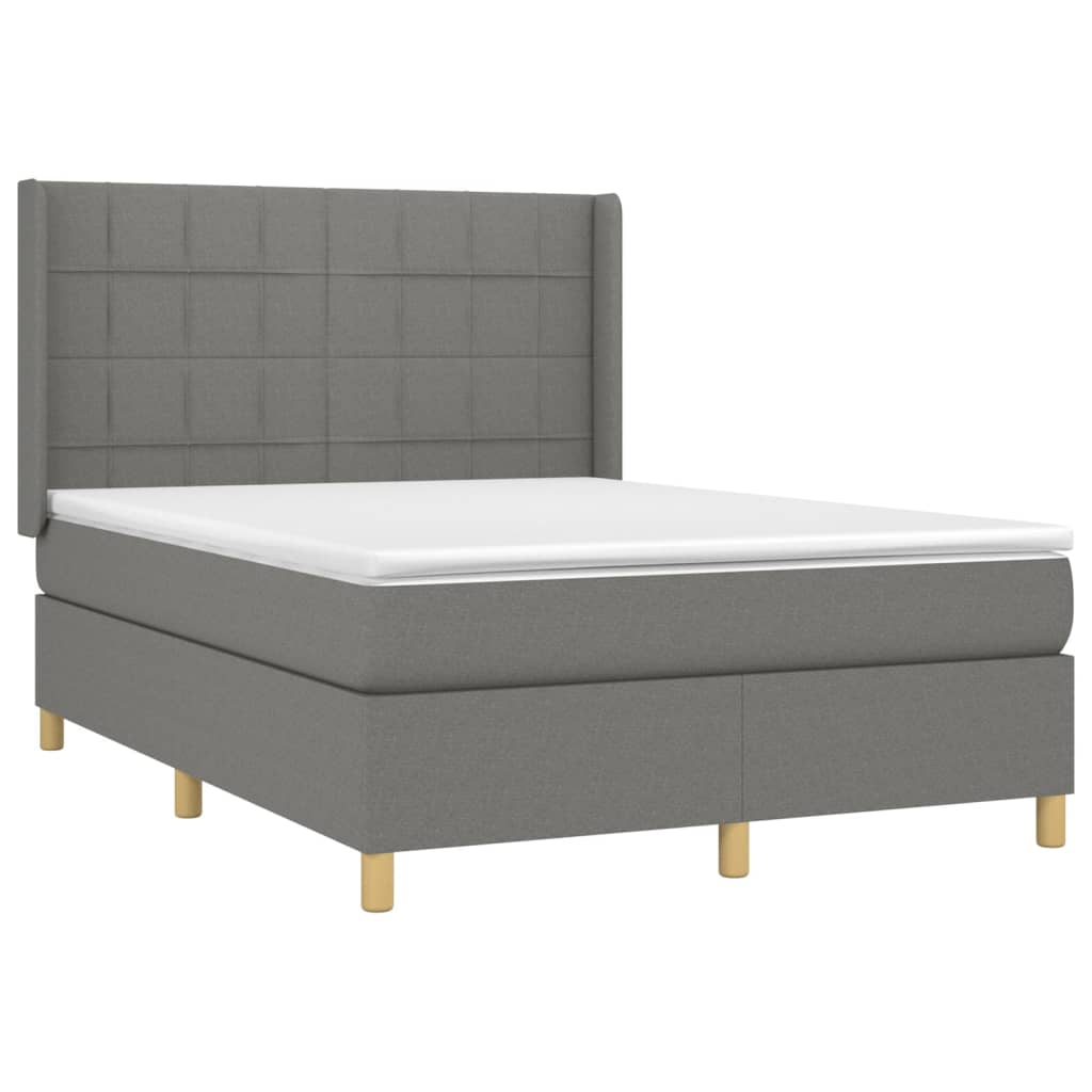 Krevet box spring s madracem LED tamnosivi 140x190 cm tkanina