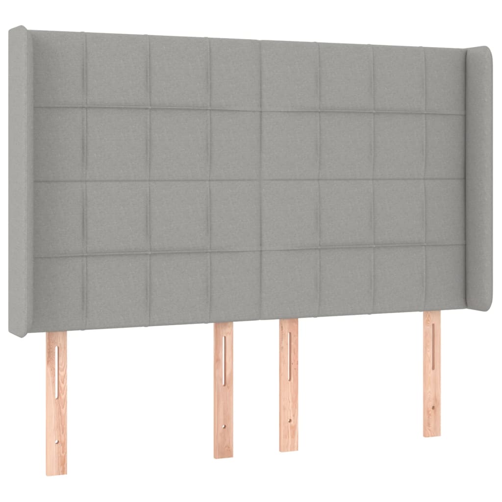 Krevet box spring s madracem LED svjetlosivi 140x200 cm tkanina