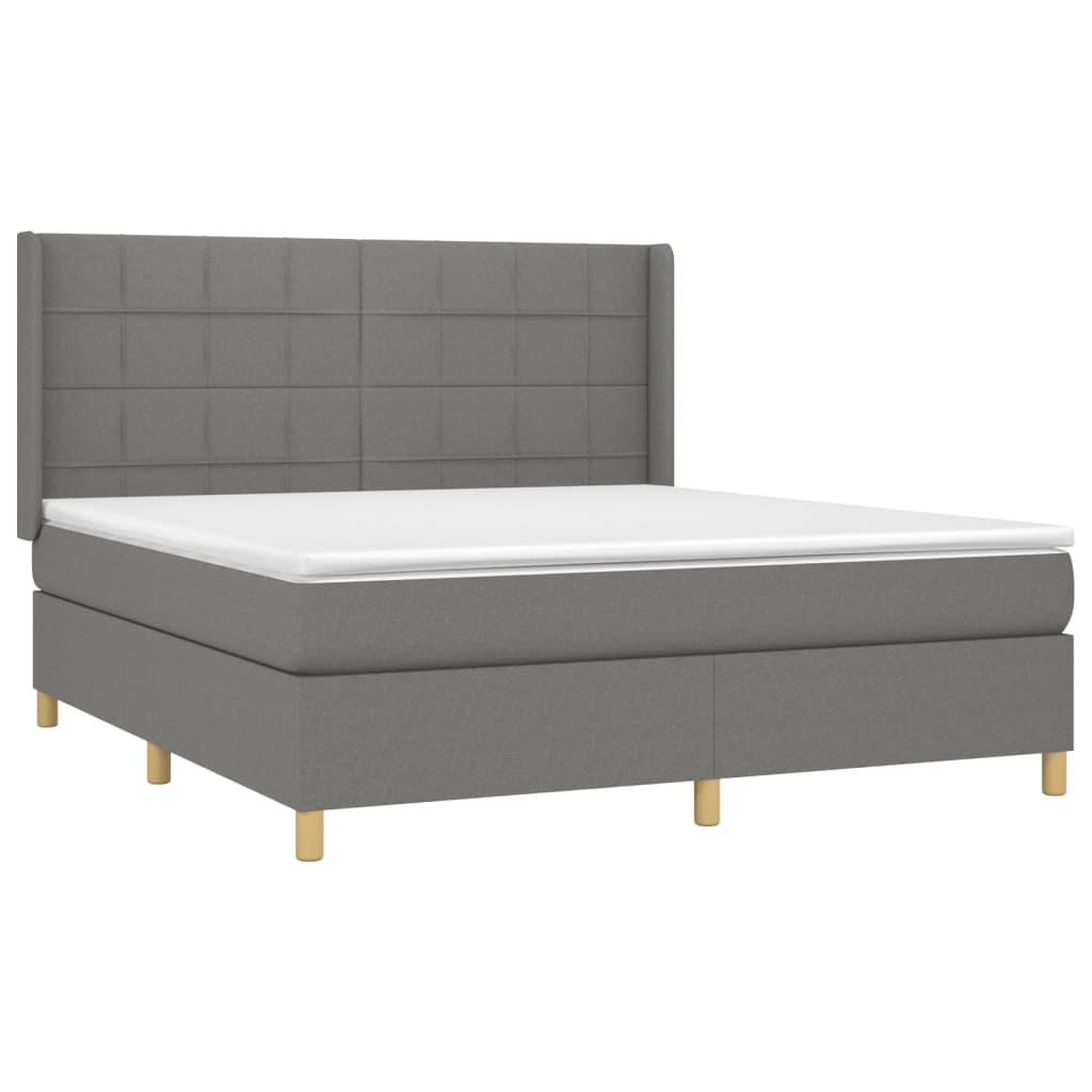 Krevet box spring s madracem LED tamnosivi 160x200 cm tkanina