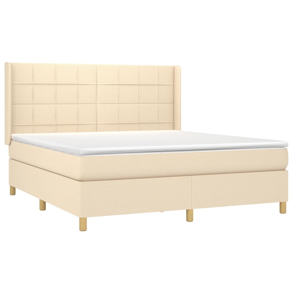Krevet box spring s madracem LED krem 180x200 cm od tkanine