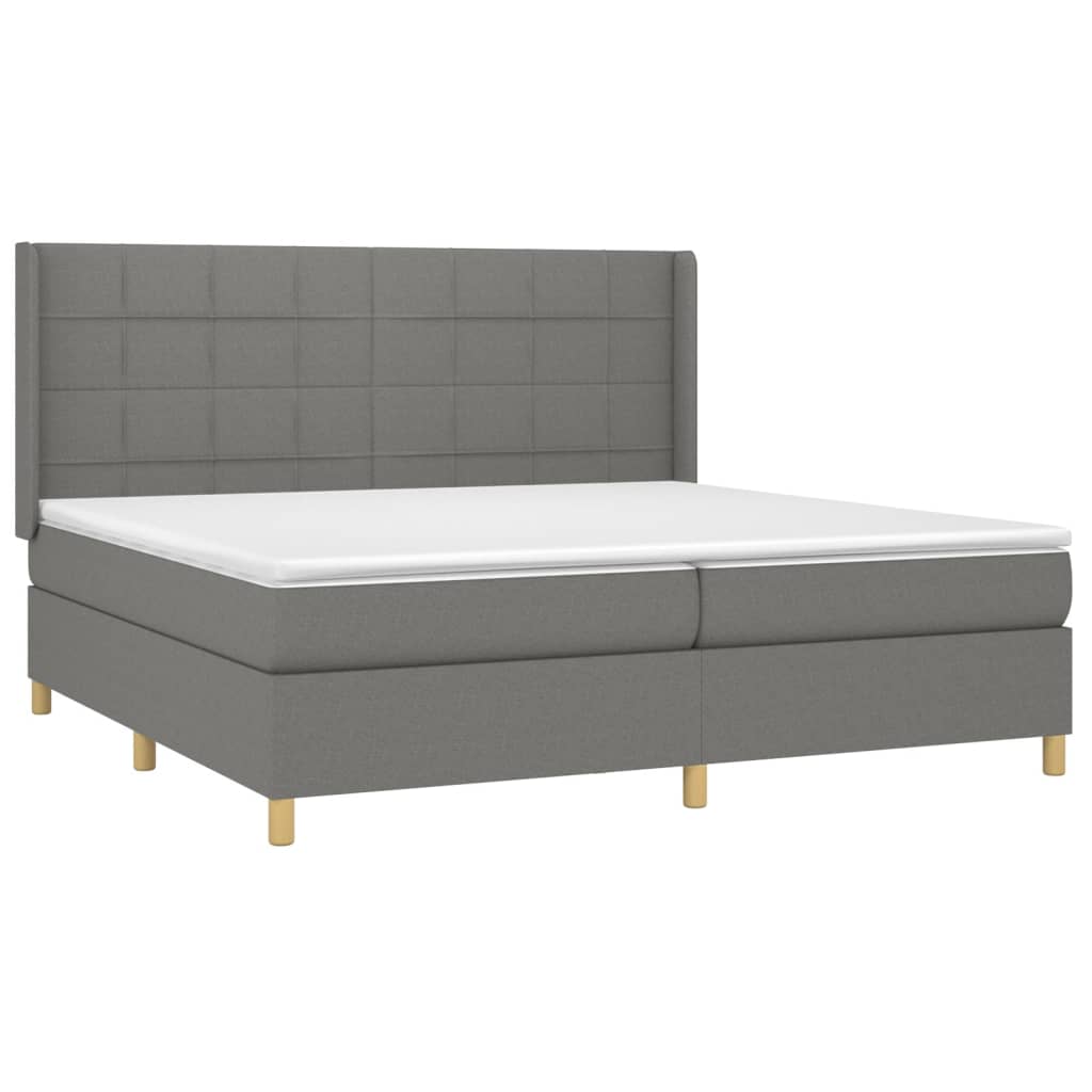 Krevet box spring s madracem LED tamnosivi 200x200 cm tkanina