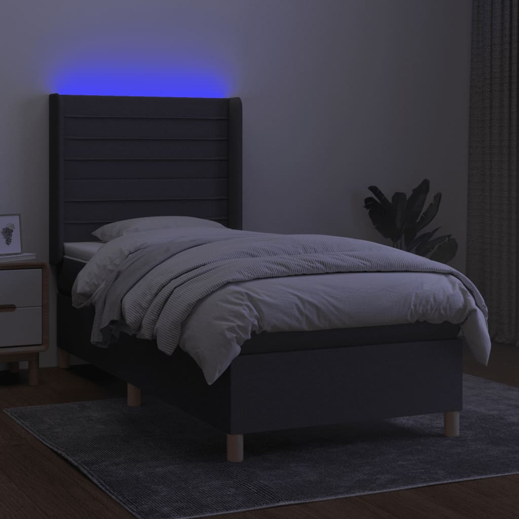 Krevet box spring s madracem LED tamnosivi 80 x 200 cm tkanina