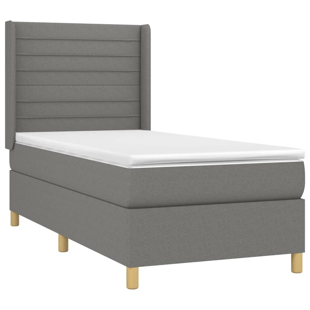 Krevet box spring s madracem LED tamnosivi 80 x 200 cm tkanina