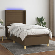 Krevet box spring s madracem LED tamnosmeđi 90x190 cm tkanina