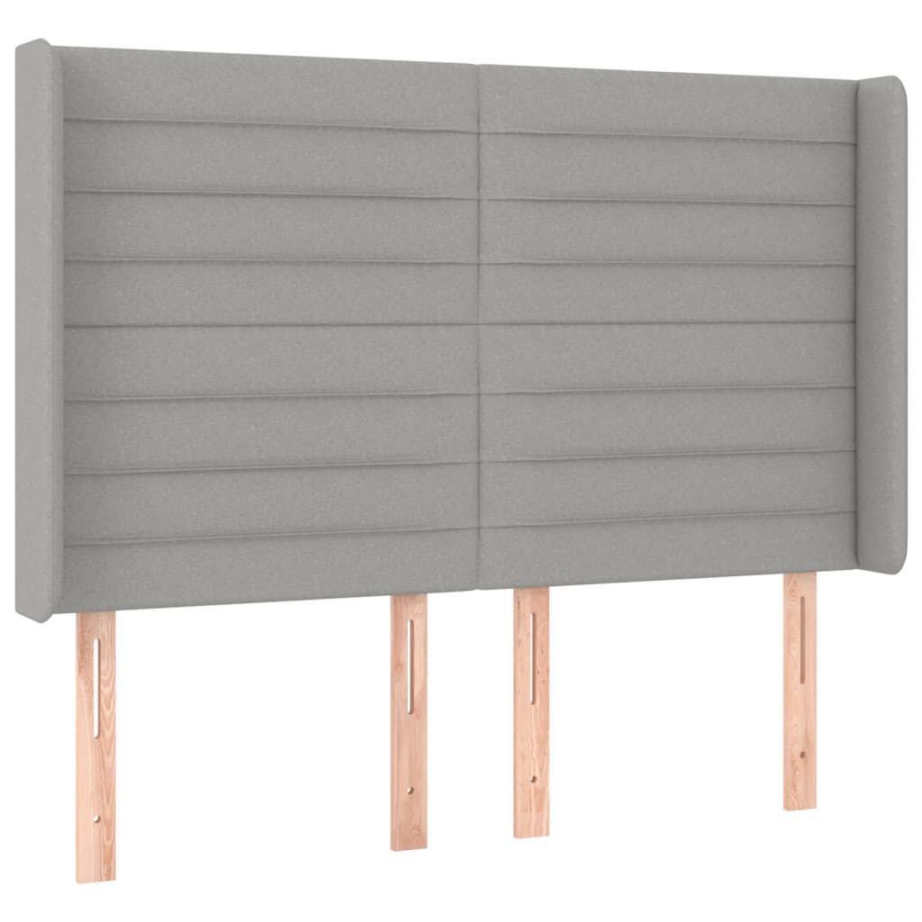 Krevet box spring s madracem LED svjetlosivi 140x190 cm tkanina
