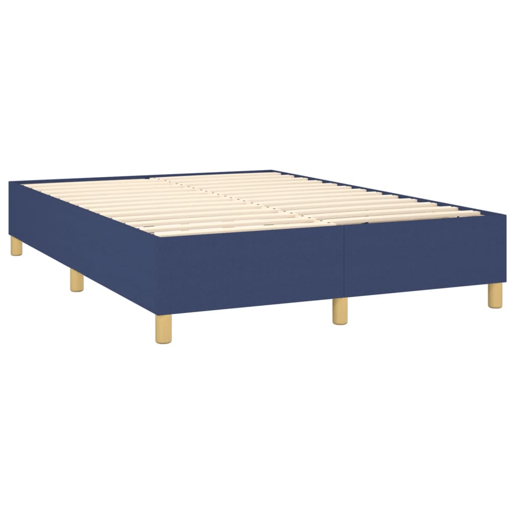 Krevet box spring s madracem LED plavi 140x190 cm od tkanine