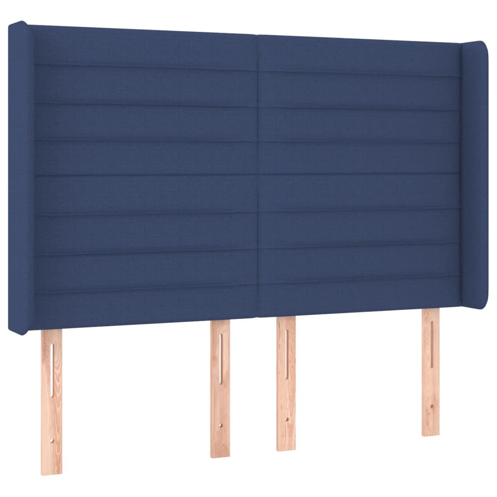 Krevet box spring s madracem LED plavi 140x190 cm od tkanine