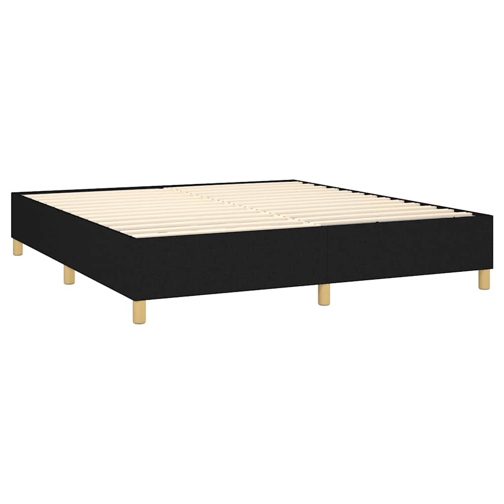 Krevet box spring s madracem LED crni 160x200 cm od tkanine