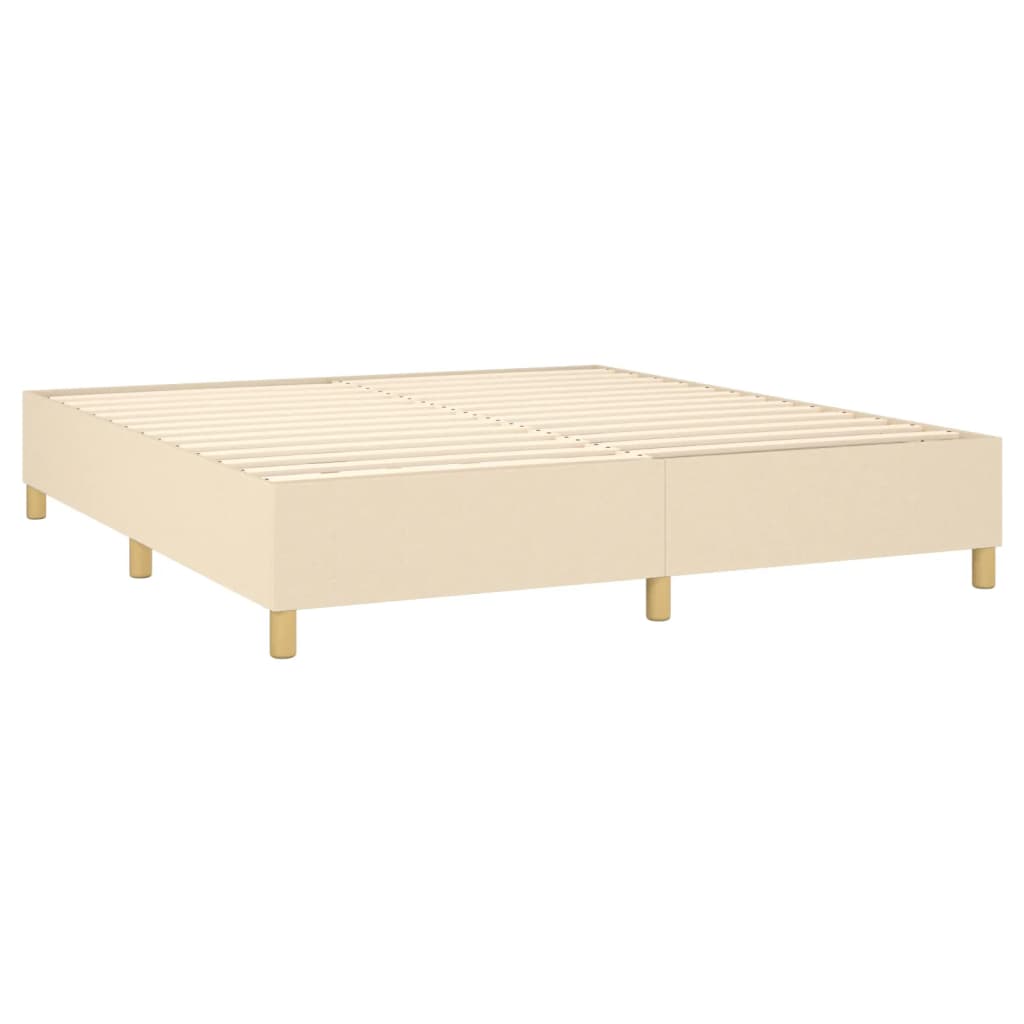 Krevet box spring s madracem LED krem 160x200 cm od tkanine