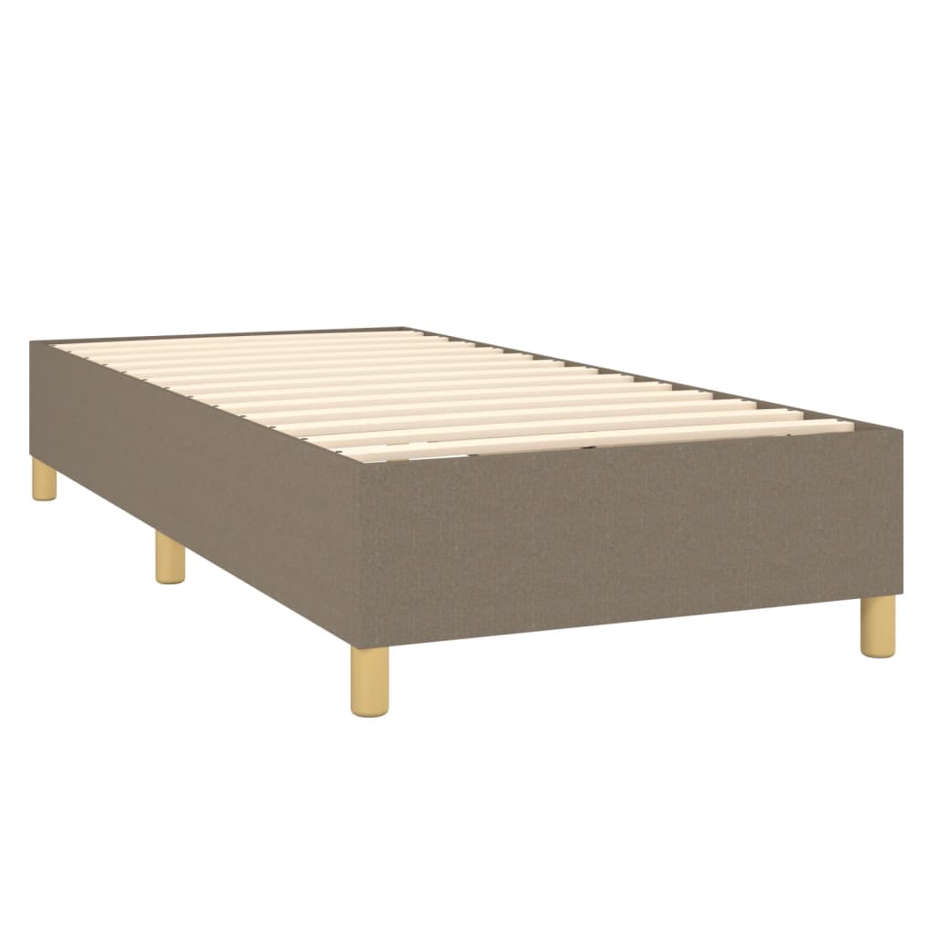 Krevet box spring s madracem LED smeđesivi 90x190 cm tkanina