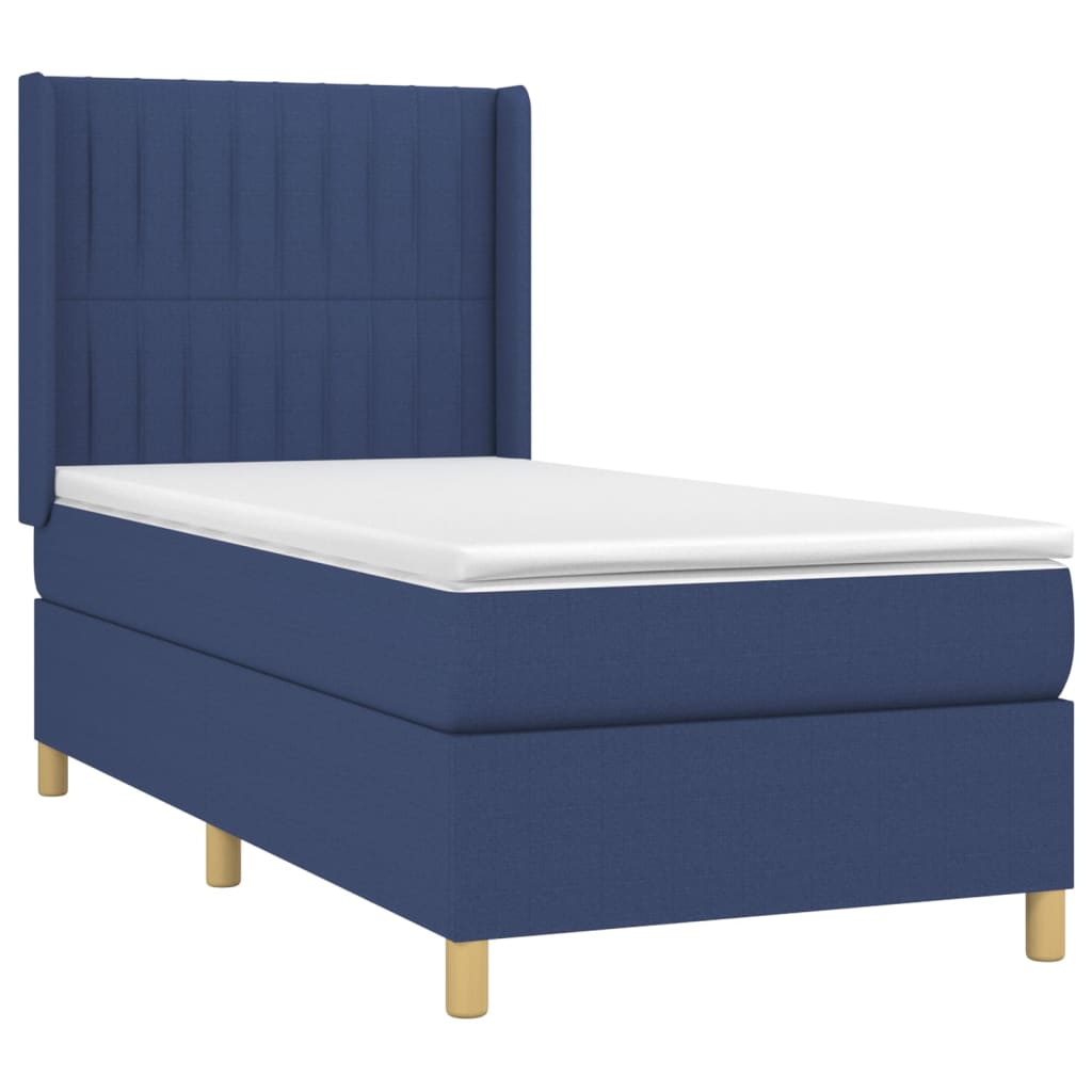 Krevet box spring s madracem LED plavi 90x190 cm od tkanine