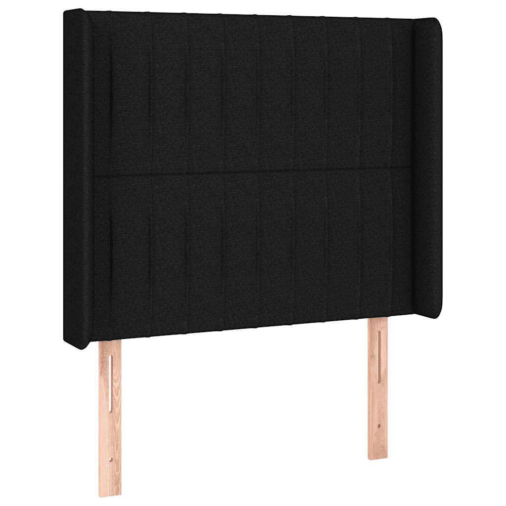 Krevet box spring s madracem LED crni 90x200 cm od tkanine