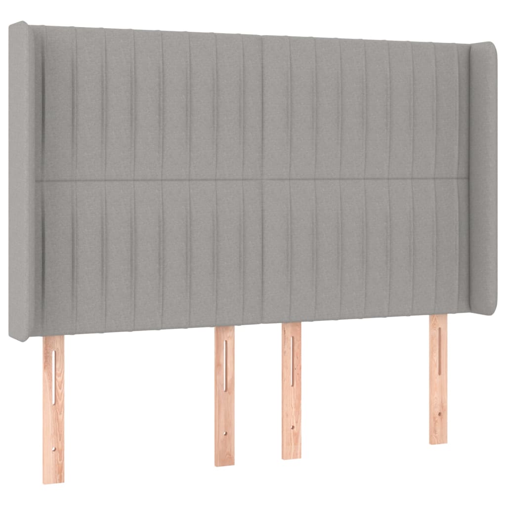 Krevet box spring s madracem LED svjetlosivi 140x200 cm tkanina