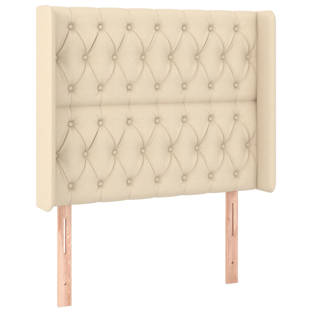 Krevet box spring s madracem LED krem 90x200 cm od tkanine