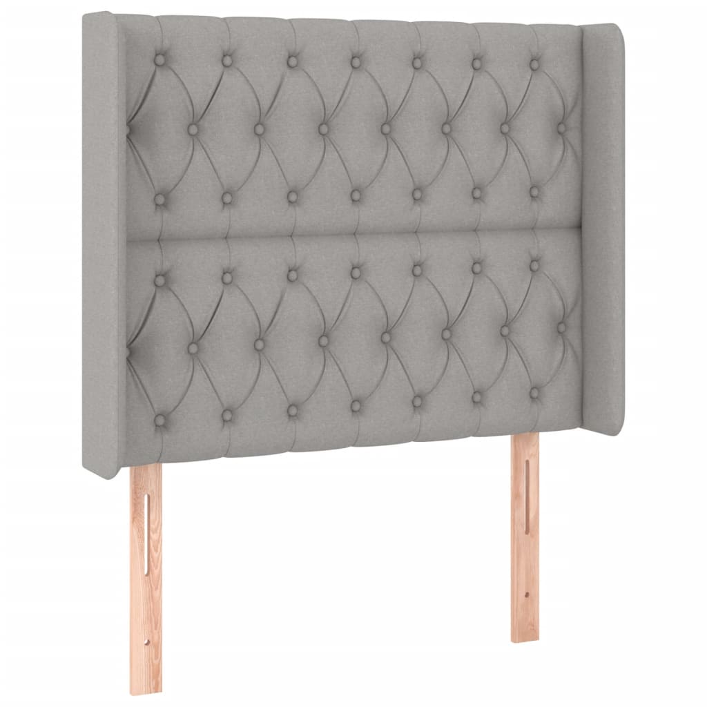 Krevet box spring s madracem LED svjetlosivi 100x200 cm tkanina