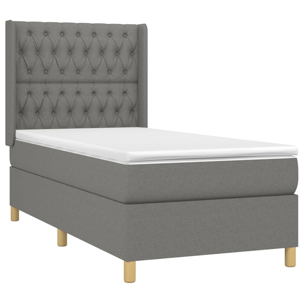 Krevet box spring s madracem LED tamnosivi 100x200 cm tkanina