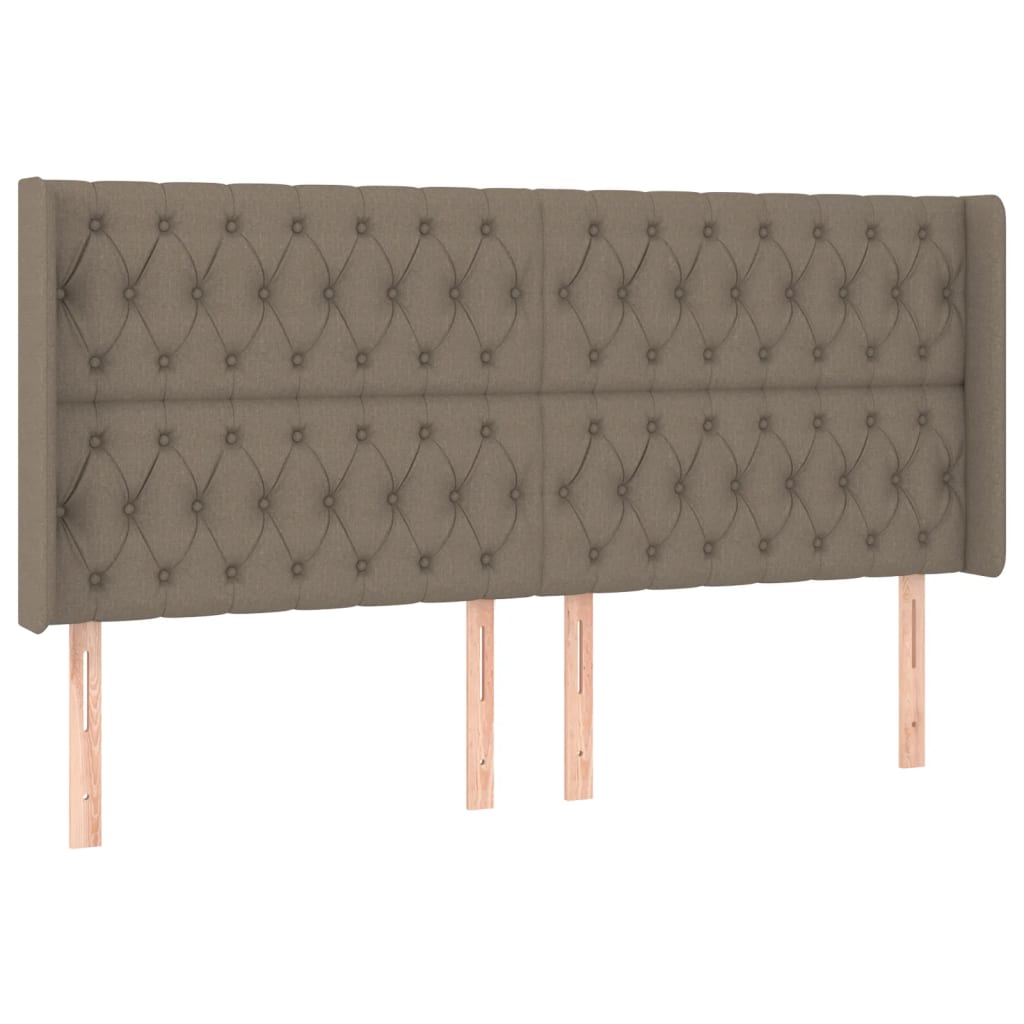 Krevet box spring s madracem LED smeđesivi 180x200 cm tkanina