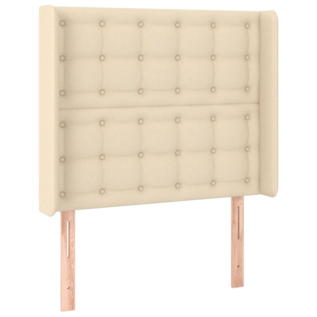 Krevet box spring s madracem LED krem 90x190 cm od tkanine