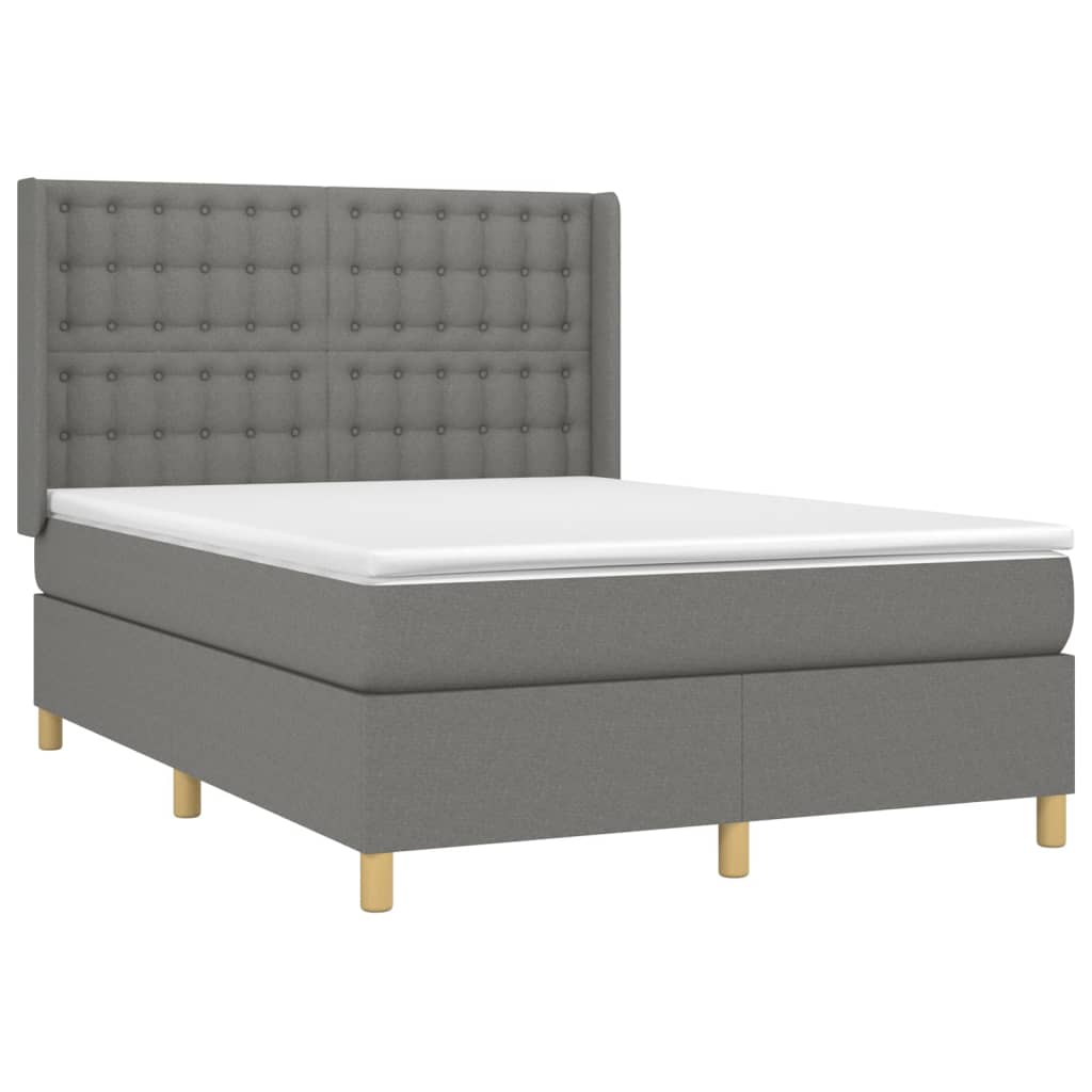 Krevet box spring s madracem LED tamnosivi 140x190 cm tkanina