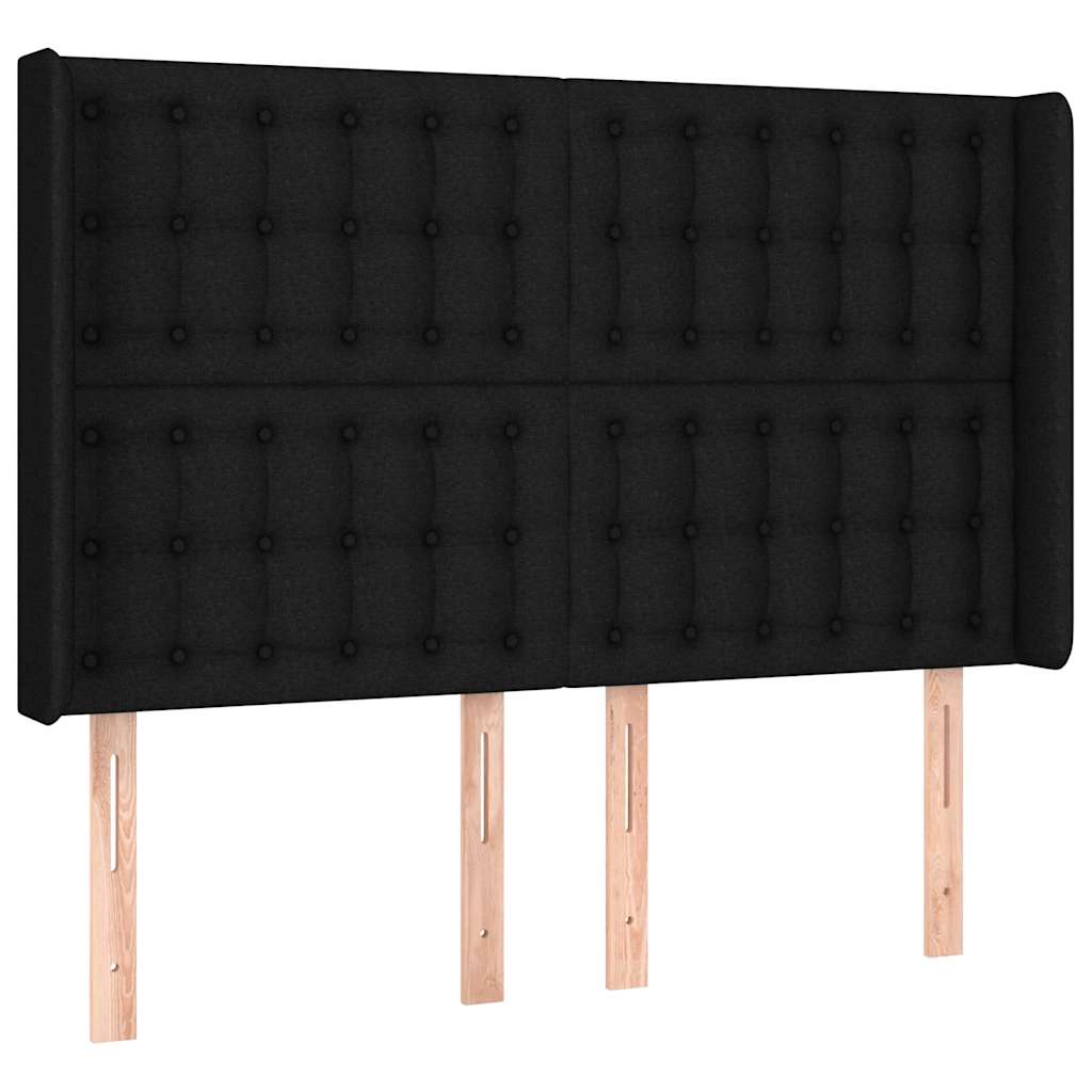 Krevet box spring s madracem LED crni 140x200 cm od tkanine