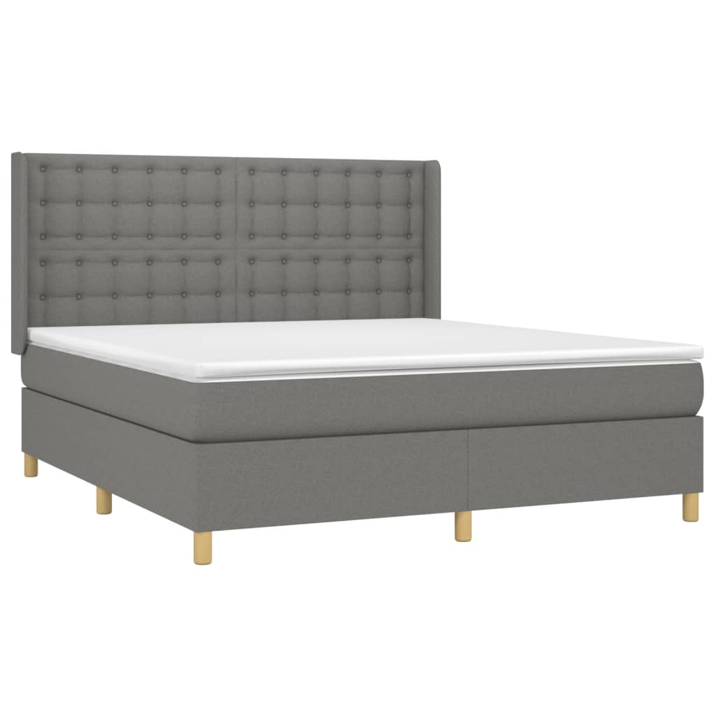 Krevet box spring s madracem LED tamnosivi 160x200 cm tkanina