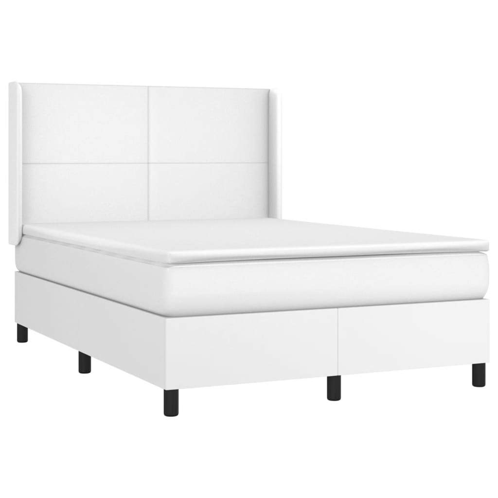 Krevet box spring s madracem LED bijeli 140x190 cm umjetna koža