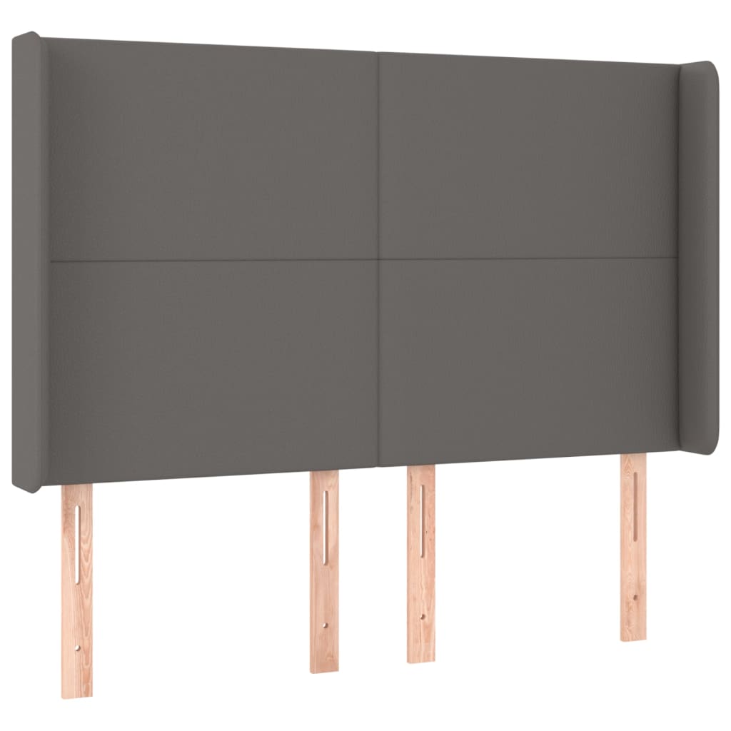 Krevet box spring s madracem LED sivi 140x190cm od umjetne kože