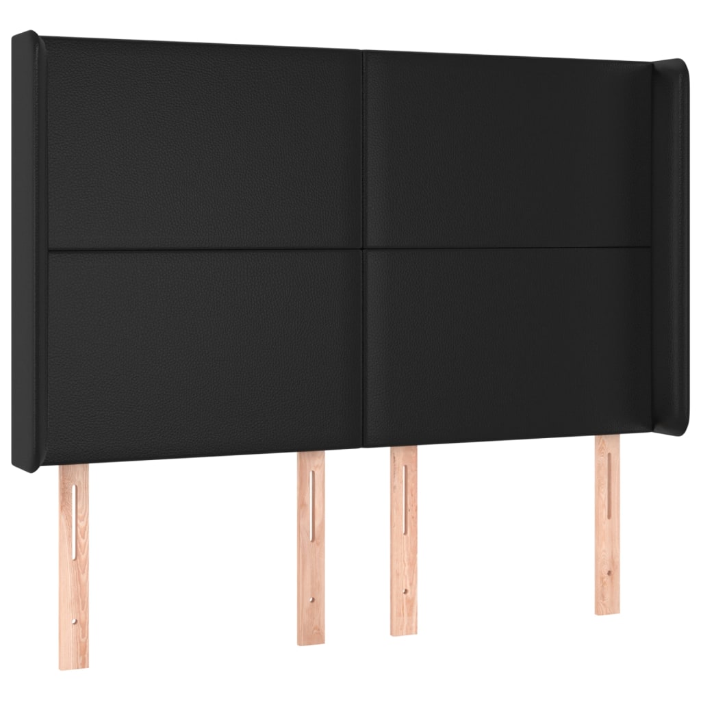 Krevet box spring s madracem LED crni 140x200cm od umjetne kože
