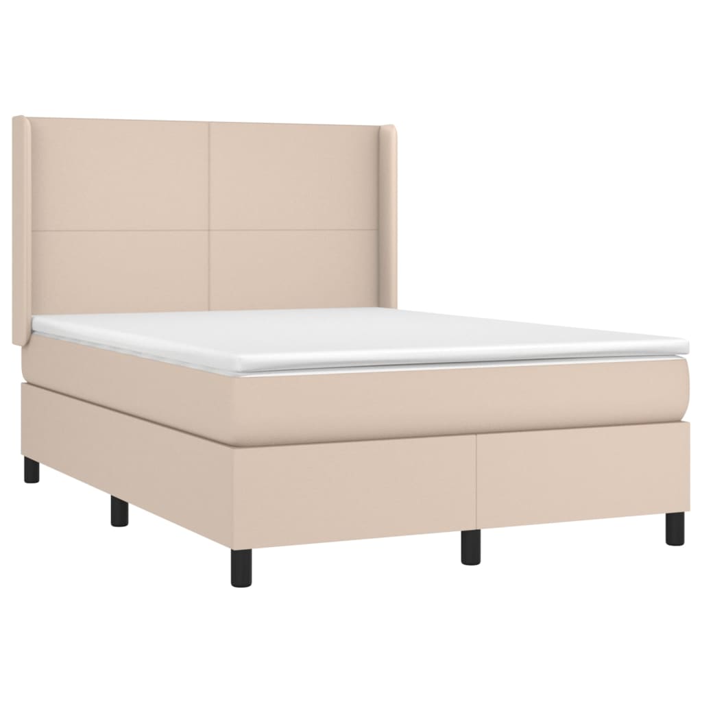 Krevet box spring madrac LED cappuccino 140x200cm umjetna koža