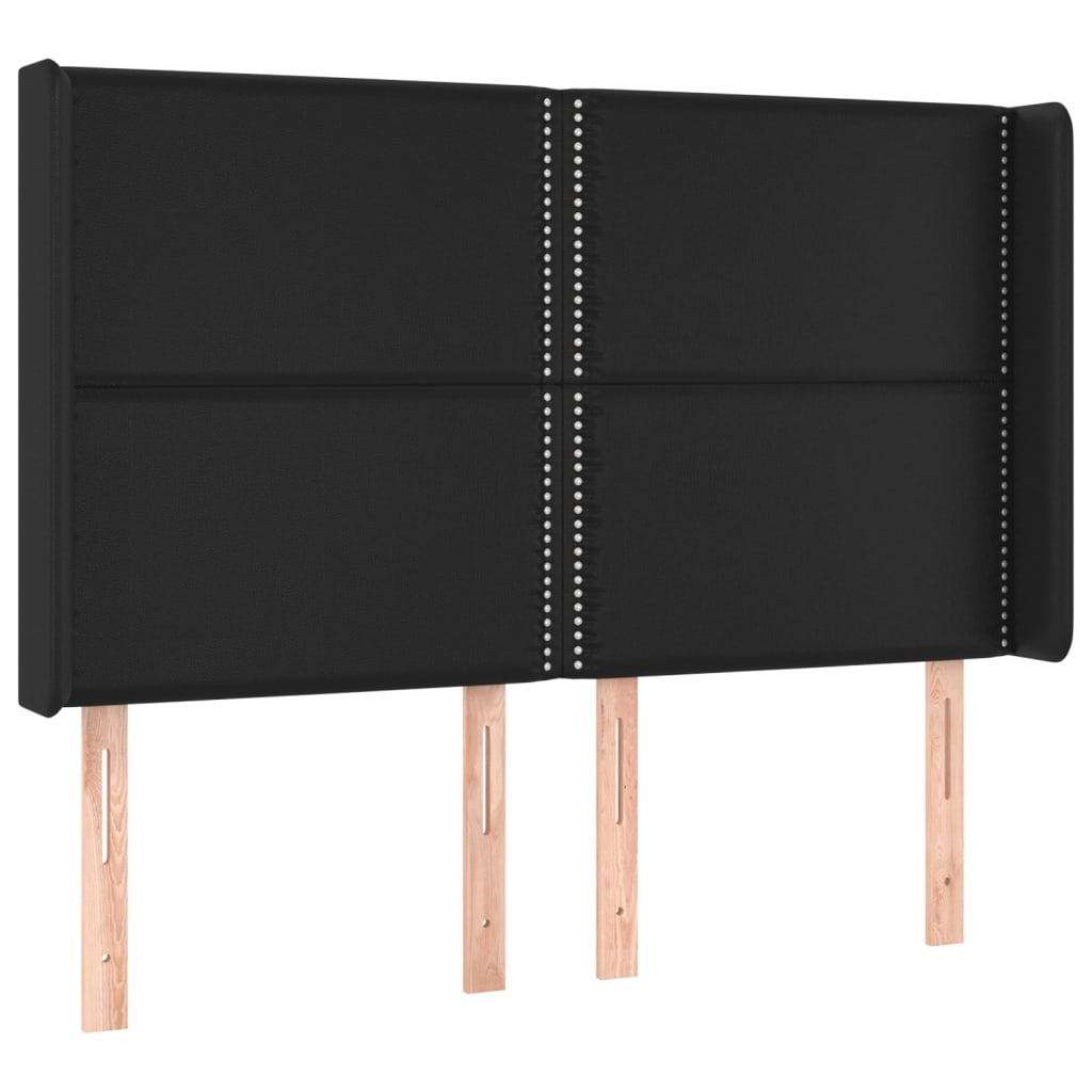 Krevet box spring s madracem LED crni 140 x 190 cm umjetna koža