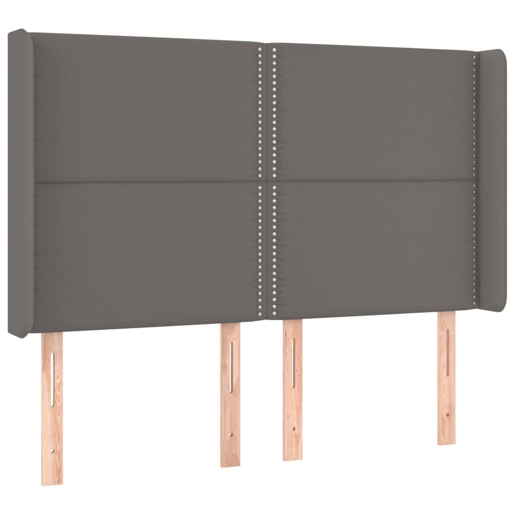 Krevet box spring s madracem LED sivi 140x200cm od umjetne kože