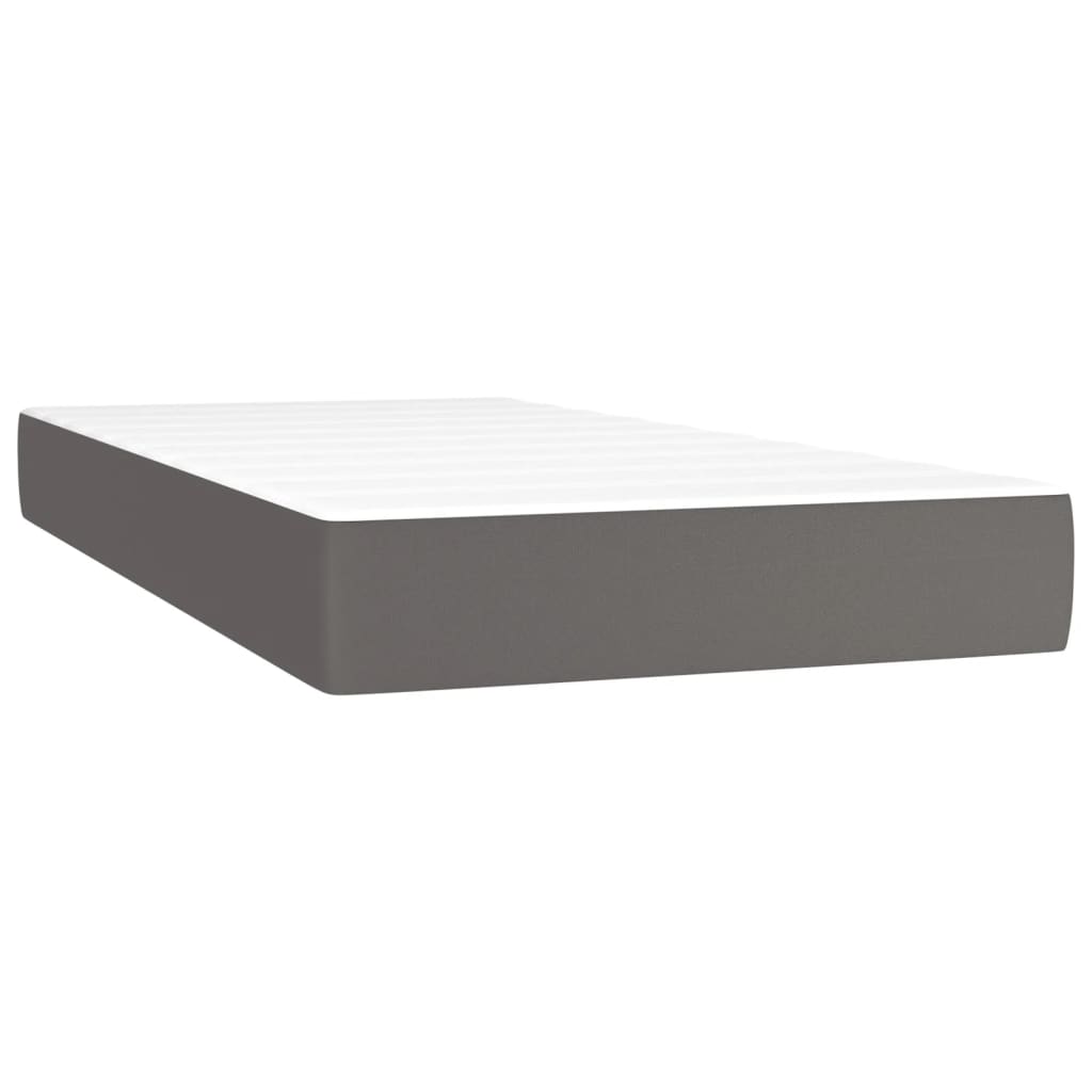 Krevet box spring s madracem LED sivi 90x190 cm od umjetne kože
