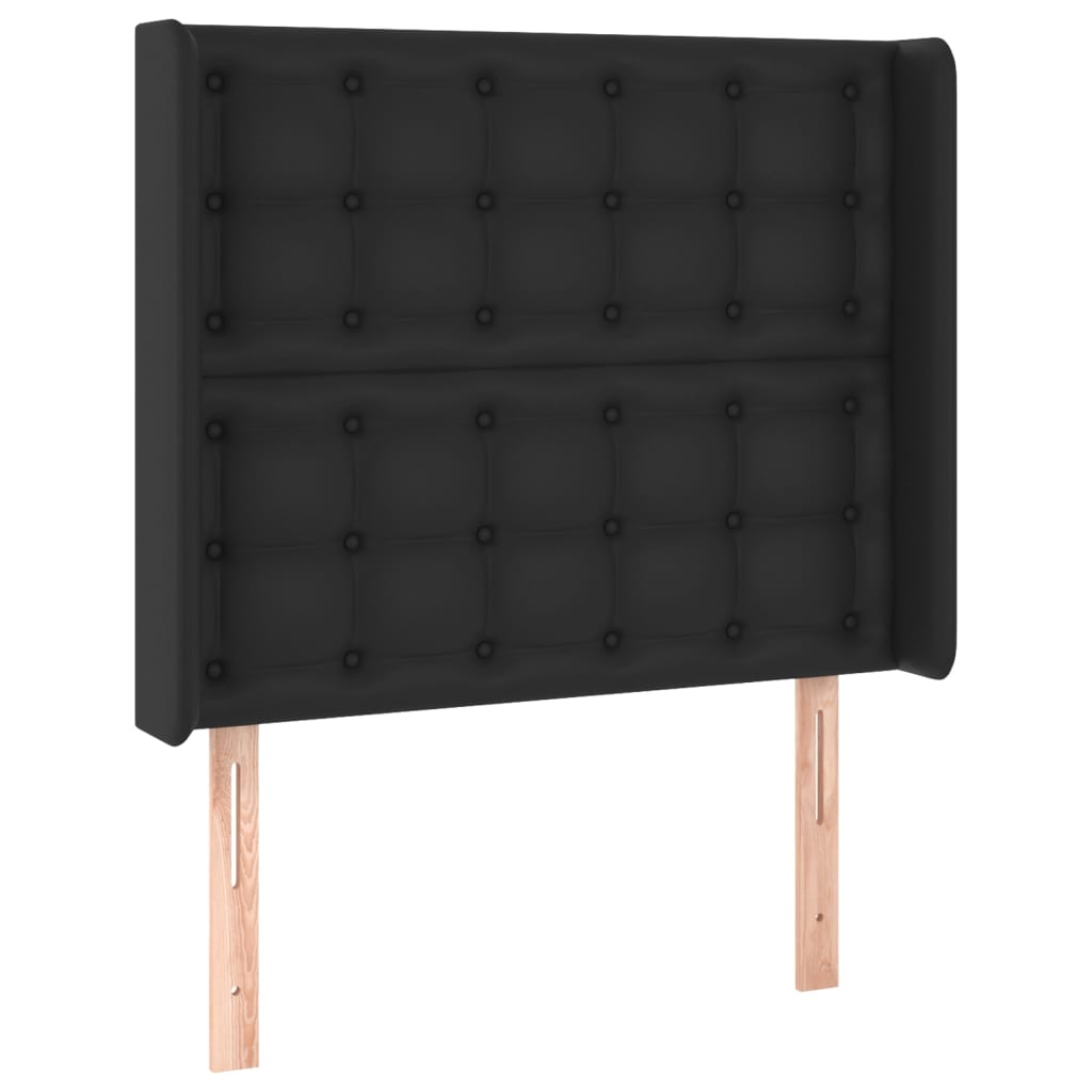 Krevet box spring s madracem LED crni 90x200 cm od umjetne kože