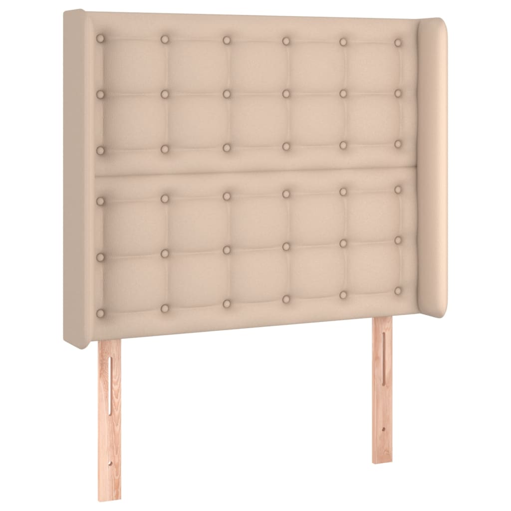 Krevet box spring madrac LED cappuccino 90x200cm umjetna koža