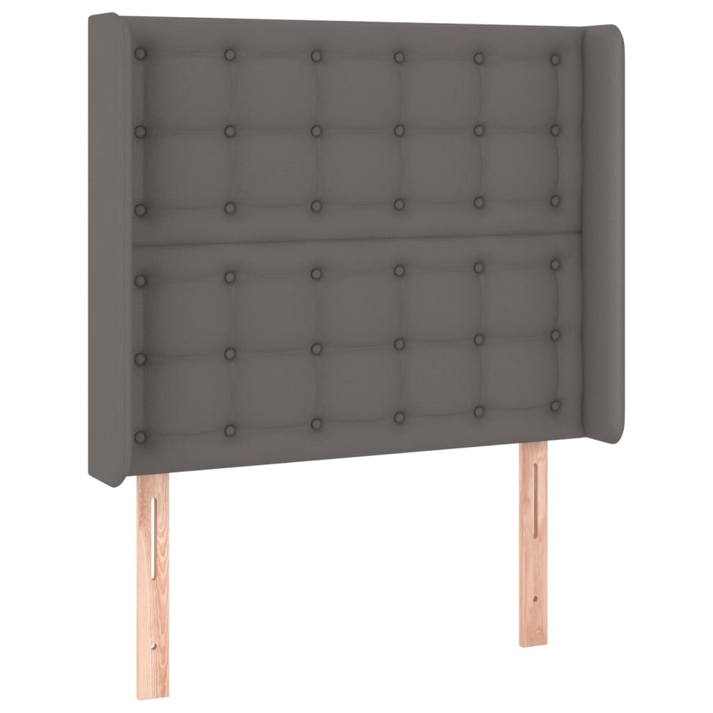 Krevet box spring s madracem LED sivi 100x200cm od umjetne kože