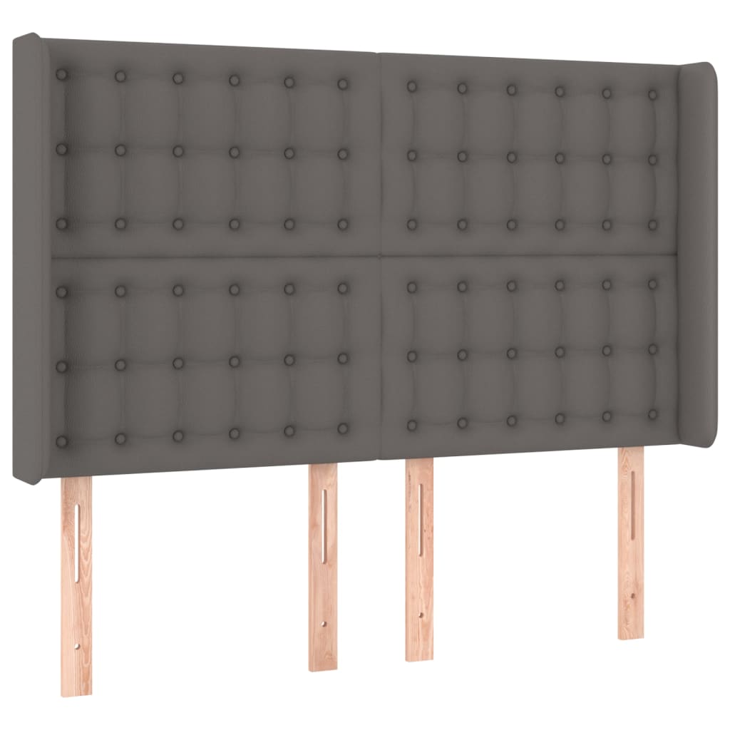 Krevet box spring s madracem LED sivi 140x190cm od umjetne kože