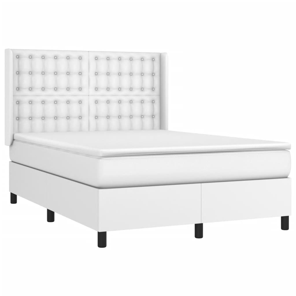 Krevet box spring s madracem LED bijeli 140x200 cm umjetna koža