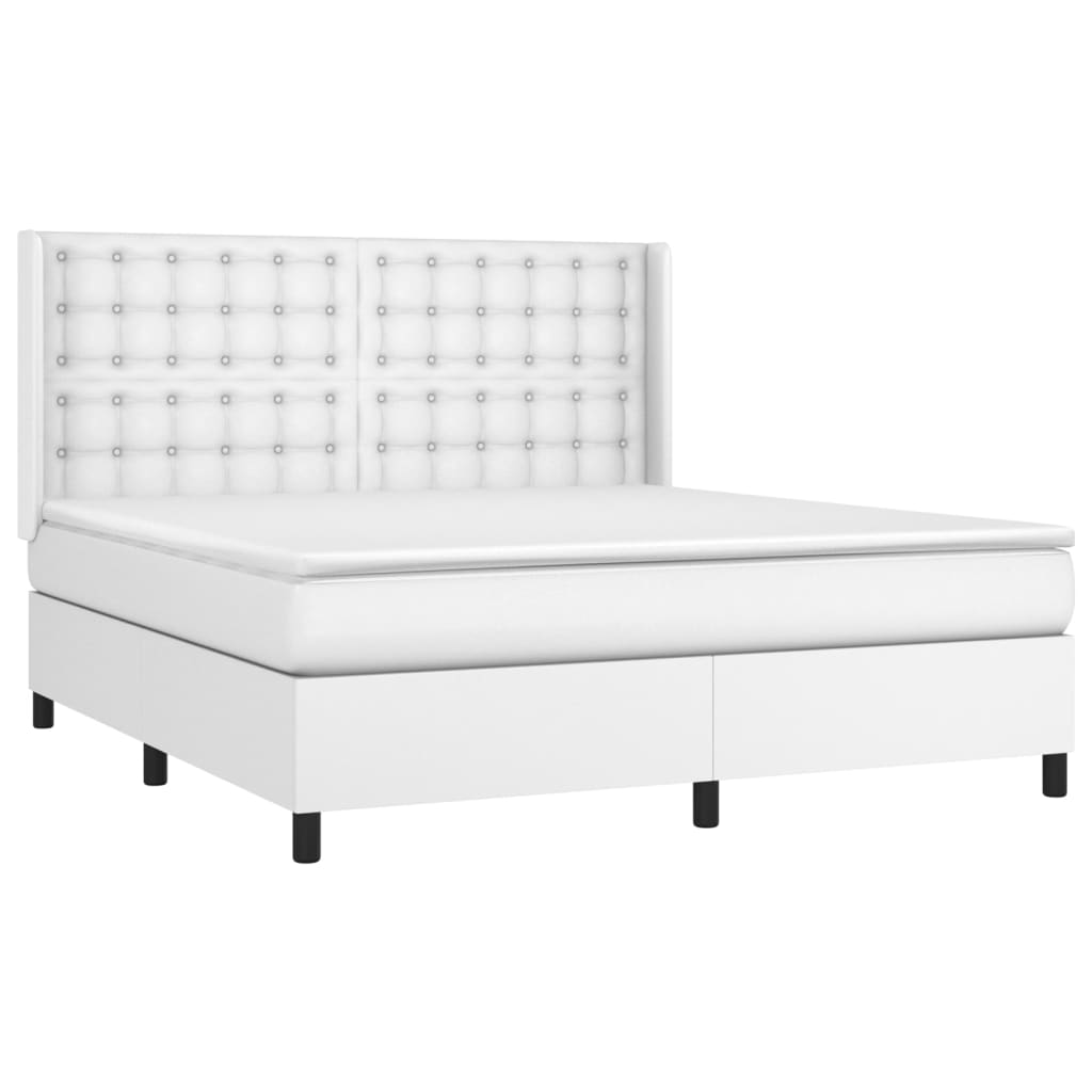 Krevet box spring s madracem LED bijeli 160x200 cm umjetna koža