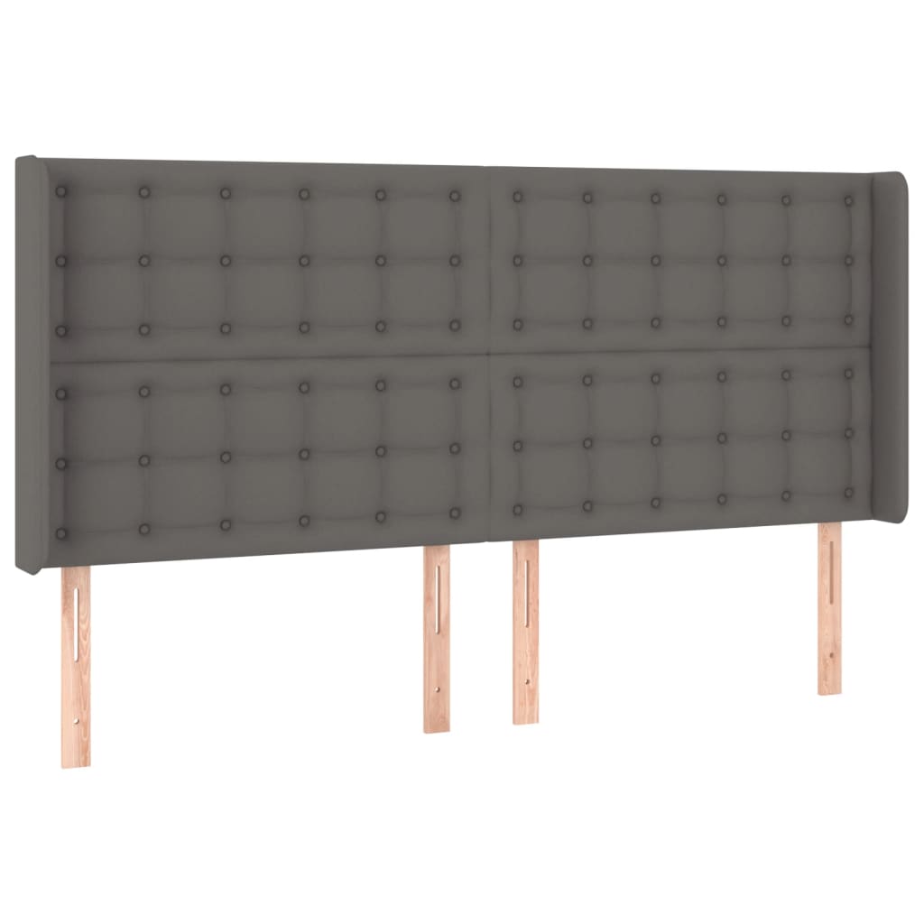 Krevet box spring s madracem LED sivi 180x200cm od umjetne kože