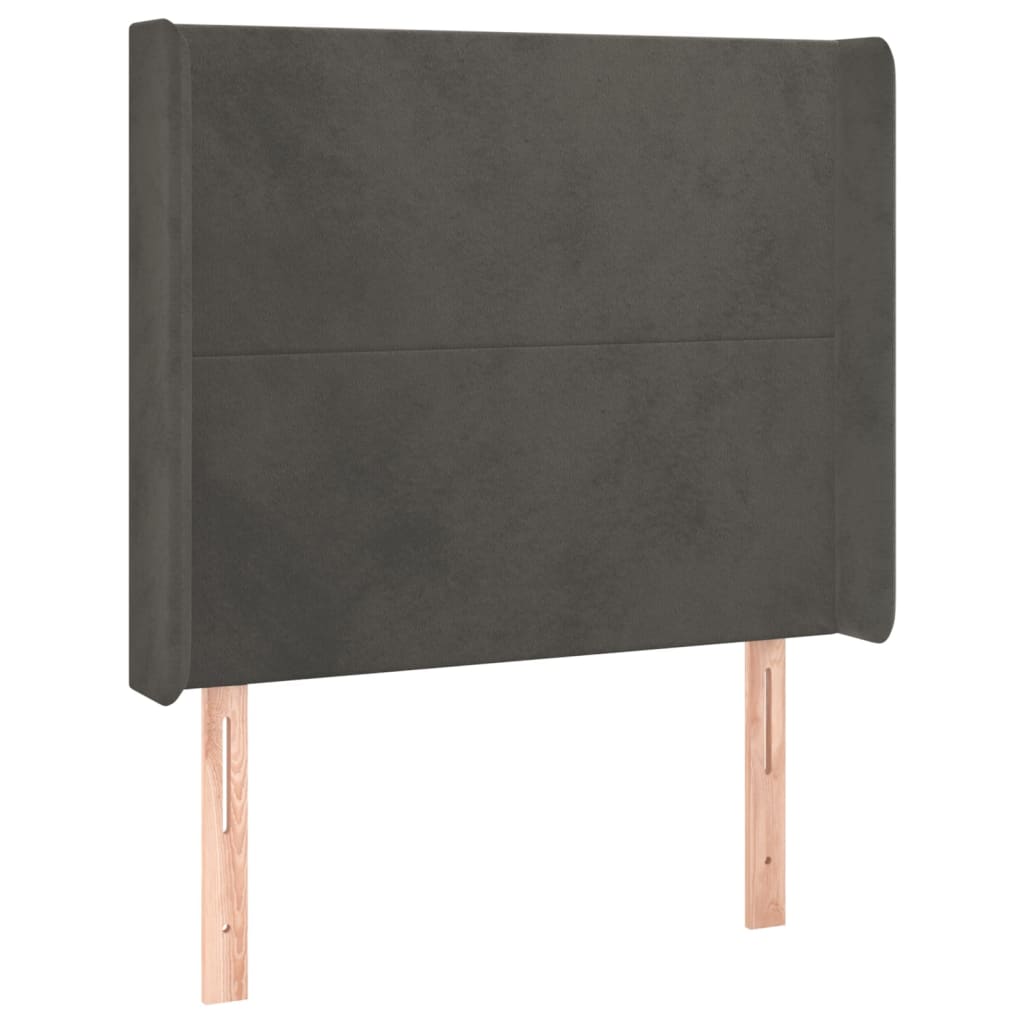 Krevet box spring s madracem LED tamnosivi 80 x 200 cm baršun