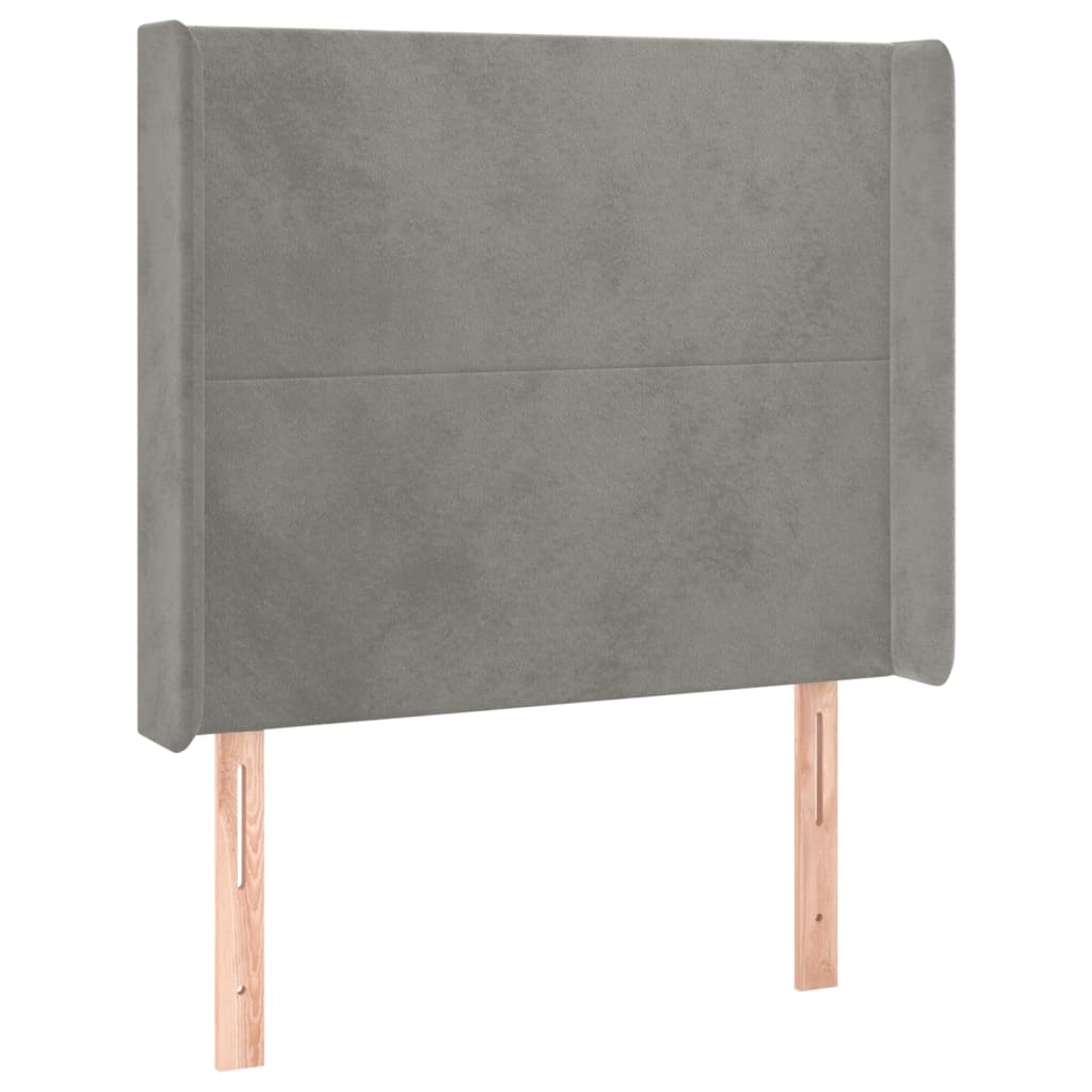 Krevet box spring s madracem LED svjetlosivi 90x190 cm baršun