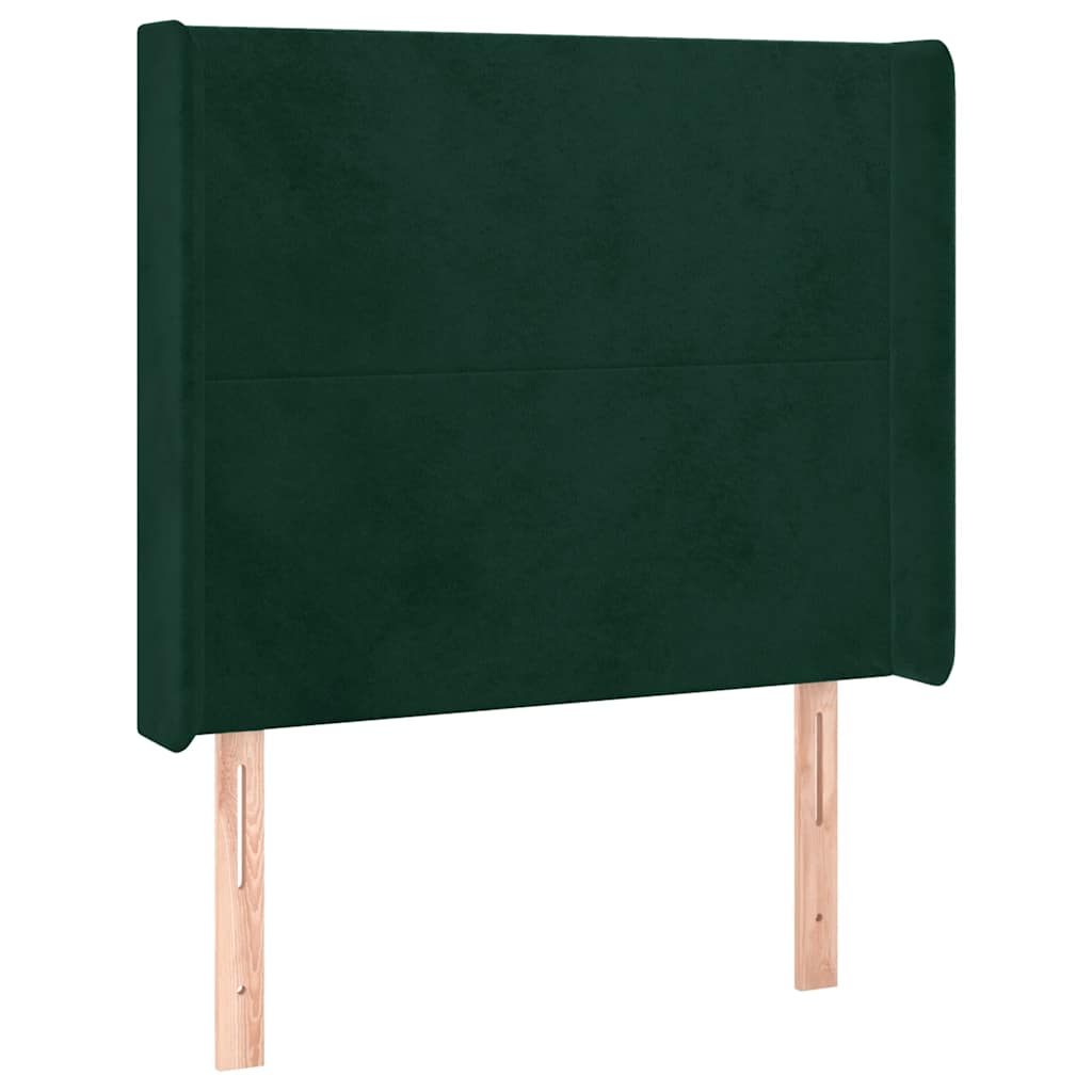 Krevet box spring s madracem LED tamnozeleni 90x190 cm baršun
