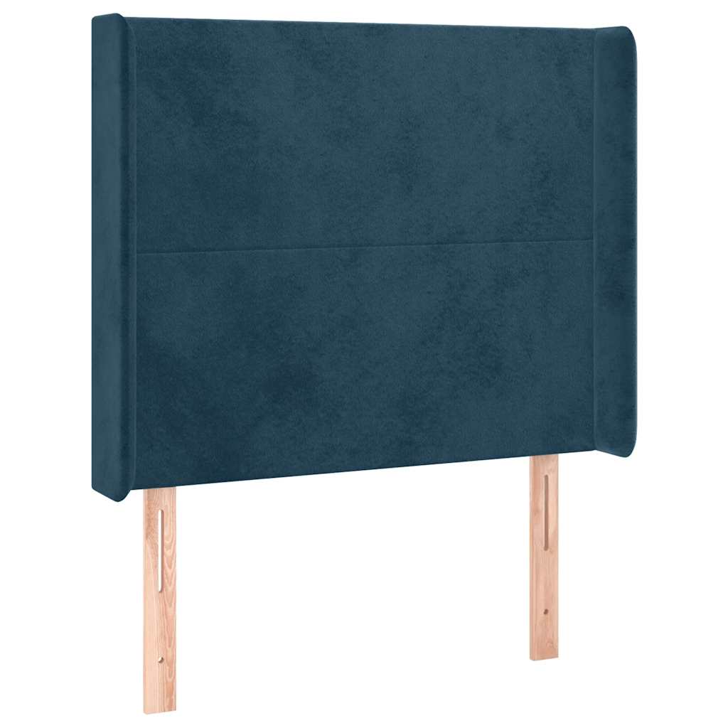 Krevet box spring s madracem LED tamnoplavi 90x190 cm baršun