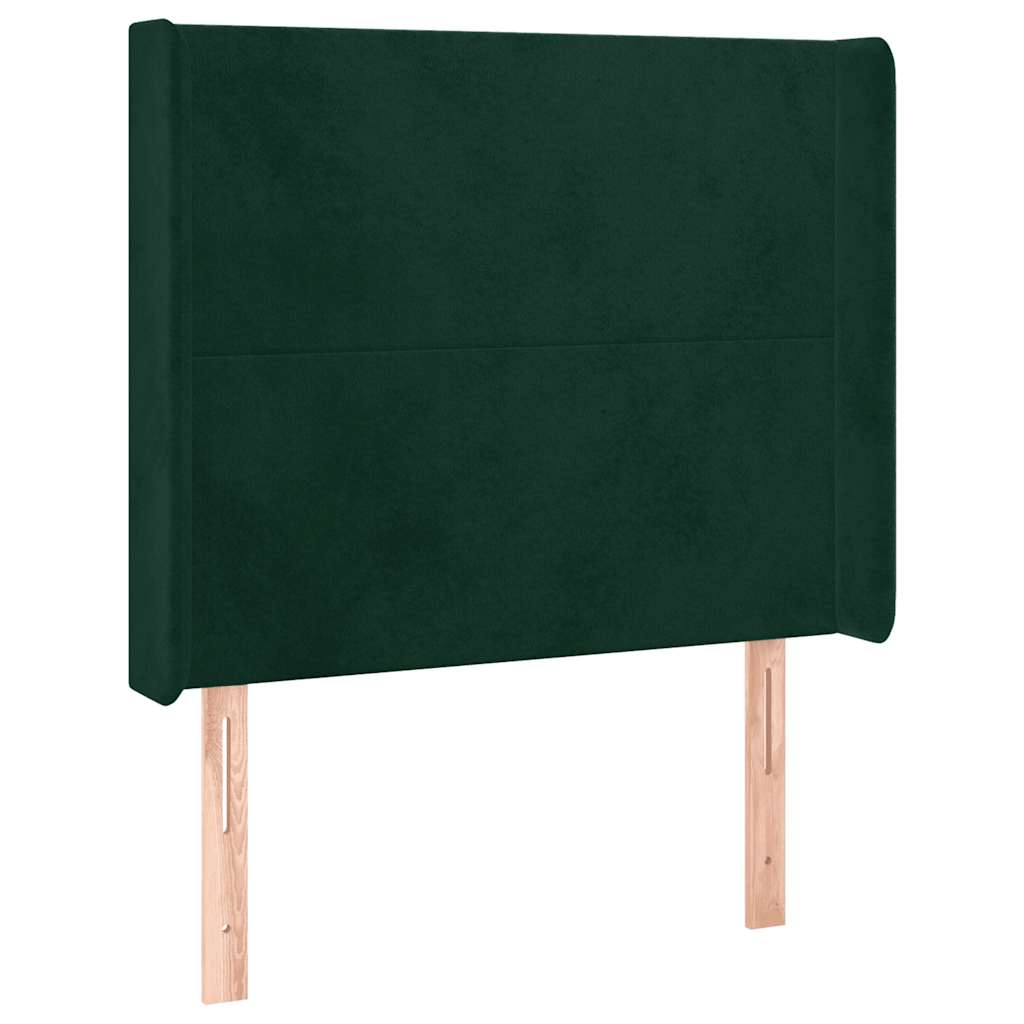 Krevet box spring s madracem LED tamnozeleni 100x200 cm baršun