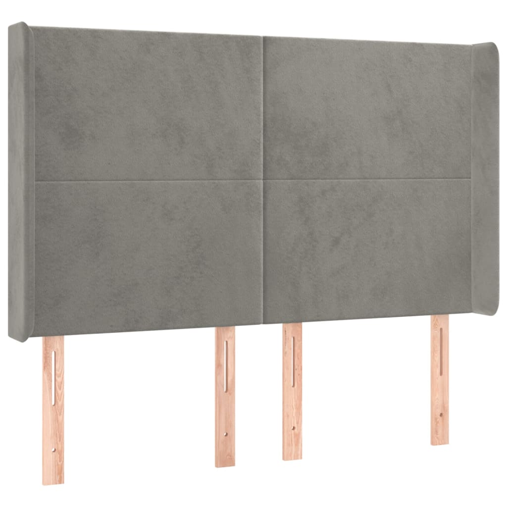 Krevet box spring s madracem LED svjetlosivi 140x200 cm baršun
