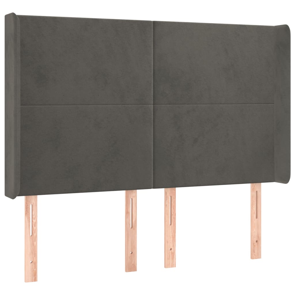 Krevet box spring s madracem LED tamnosivi 140x200 cm baršun