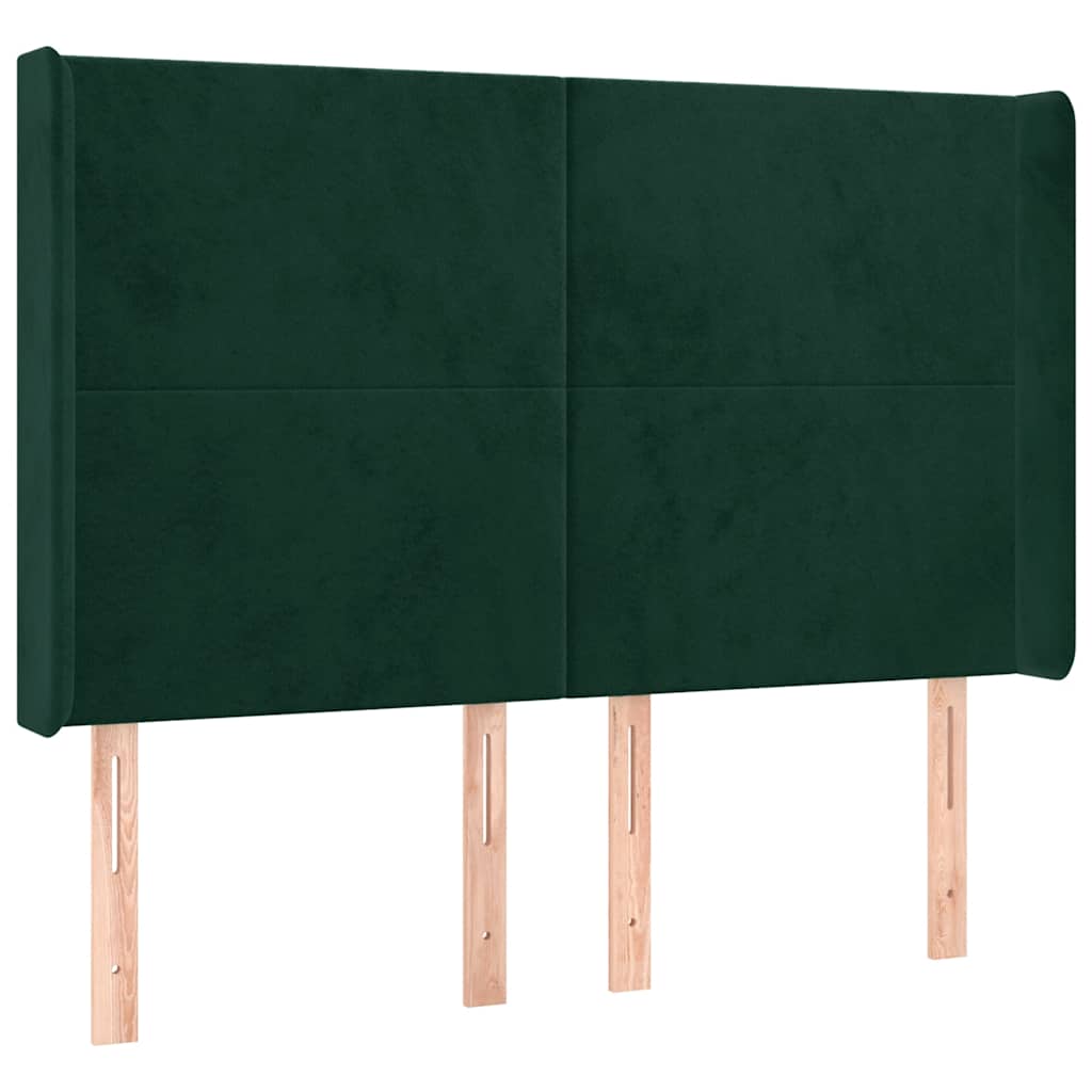 Krevet box spring s madracem LED tamnozeleni 140x200 cm baršun