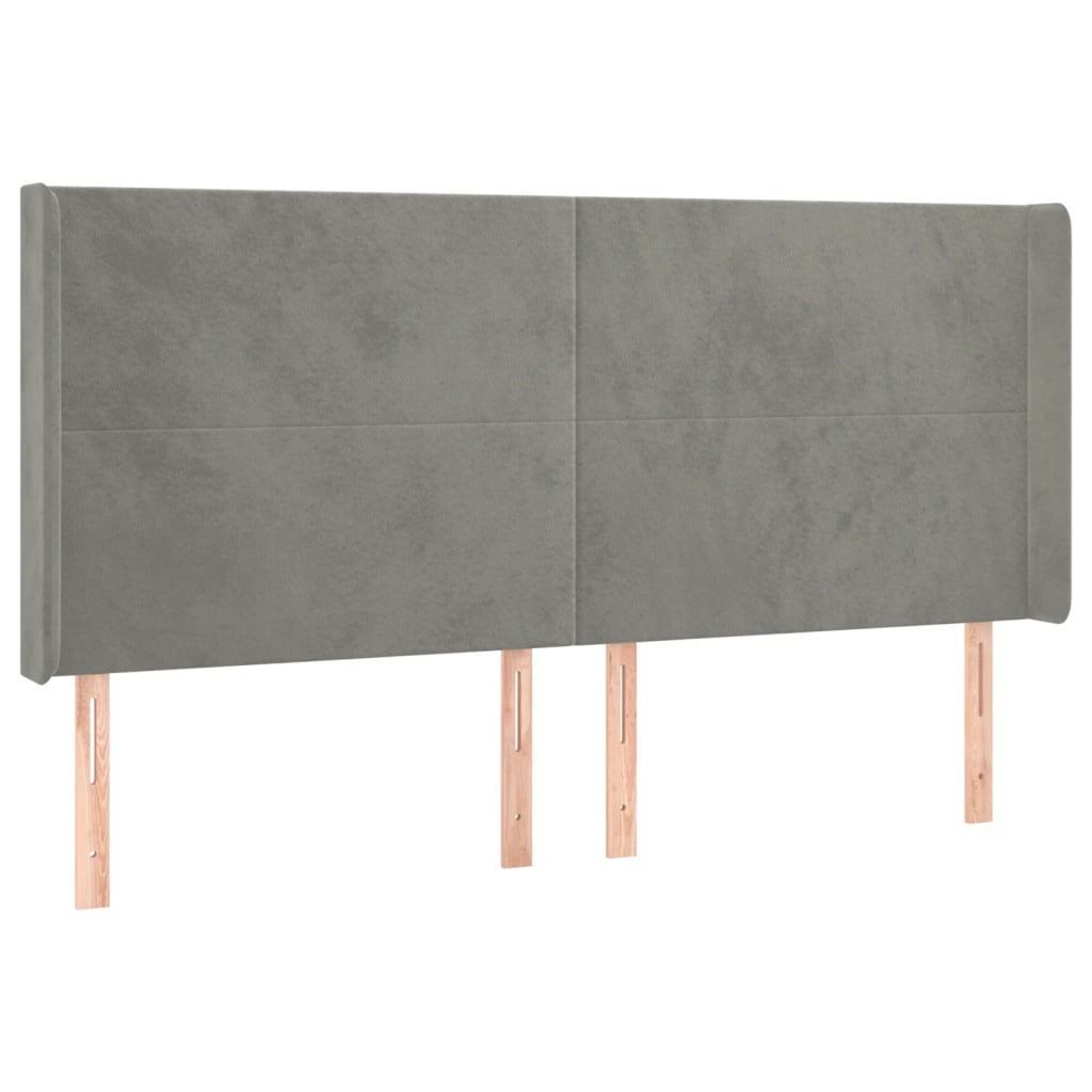 Krevet box spring s madracem LED svjetlosivi 160x200 cm baršun